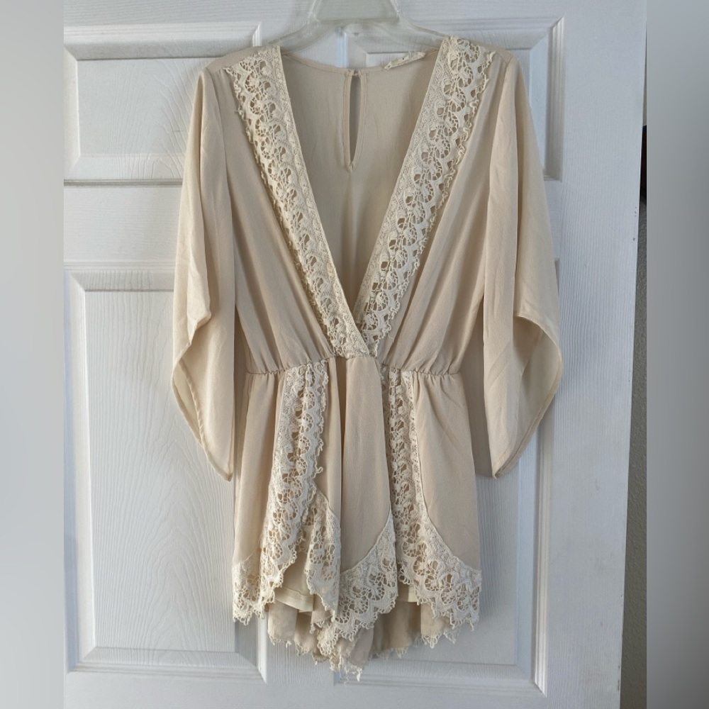 Cream Lace Romper